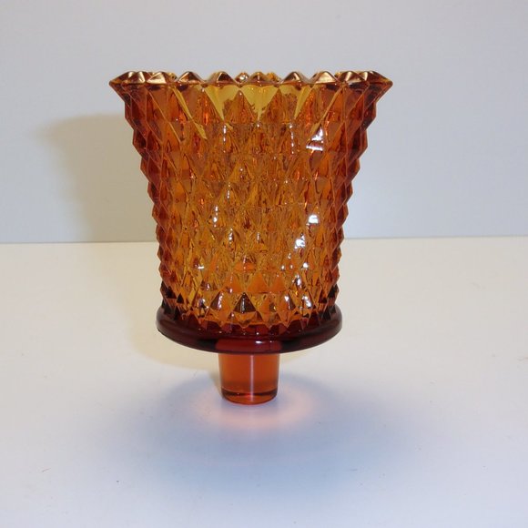 Vintage Amber Diamond Point Cup Glass Peg Votive Cup Sconce Candle Holder Grips - Picture 2 of 4